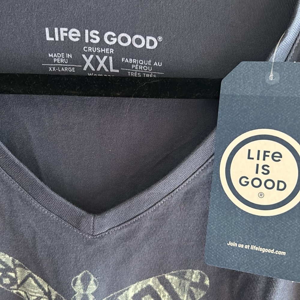 Life is Good Women's Patterned Dragonfly Long Sleeve Crusher Vee - Picture 3 of 4
